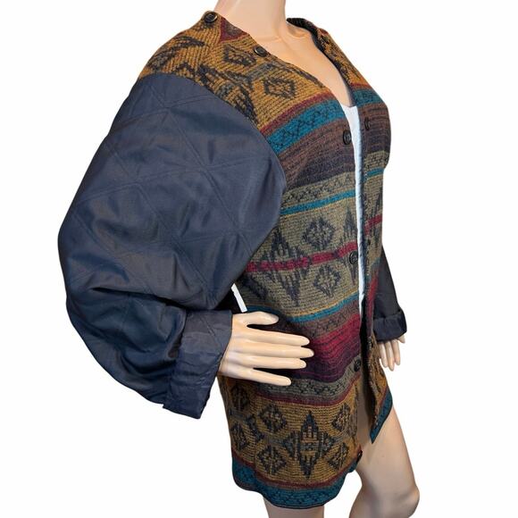 VTG Woolrich Field Barn Jacket Wool Liner Aztec Southwestern USA Women SZ Large - Picture 5 of 16